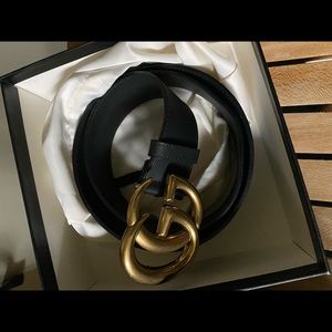 Gucci double G belt black leather 85 cm like new